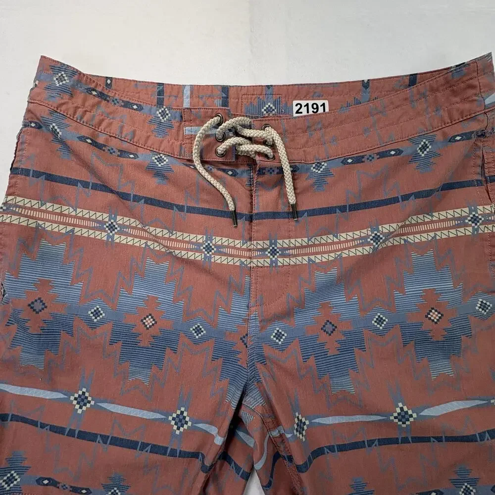 Faherty Board Shorts Mens 36 Multicolor Aztec Print Stretch Swim Surf Beach